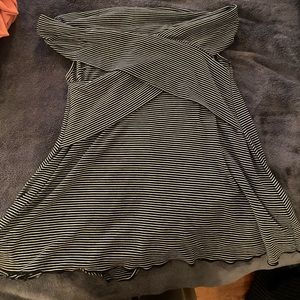 She + sky off the shoulder striped blouse